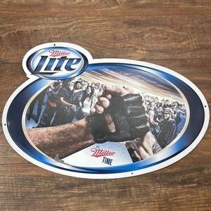 RARE Miller Lite Beer It's Miller‎ Time Bike Week Tin Metal Beer Oval Sign Party